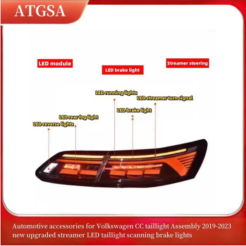 

Автомобильные аксессуары для Volkswagen CC задний фонарь в сборе 2019-2023, новый модернизированный стример, светодиодный задний фонарь, сканирующий стоп-сигнал