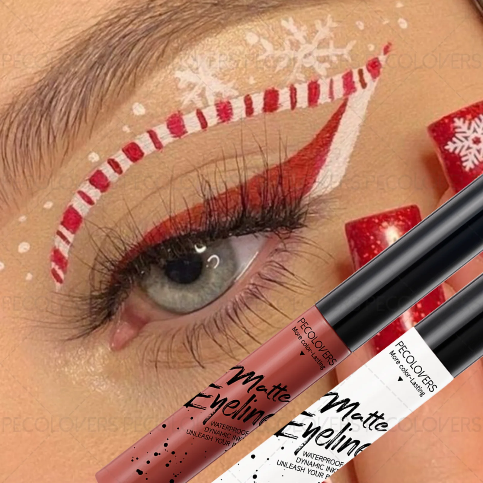 Delineador de ojos líquido de Color navideño, secado rápido, punta ultrafina, resistente al agua, crea una variedad de encantadores maquillaje de ojos navideño, 1 ud.