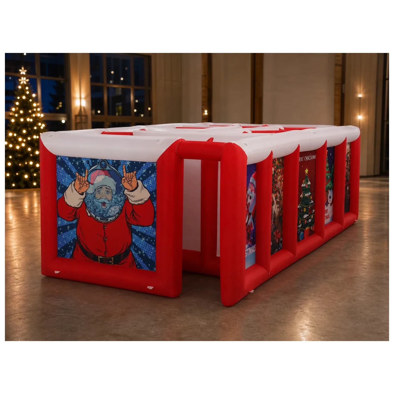 Large Red White Flat Roof Inflatable Maze 3X6m 10X20ft with Blower Sports Game Exciting Party Events Kids and Adults Outdoor Fun view 2