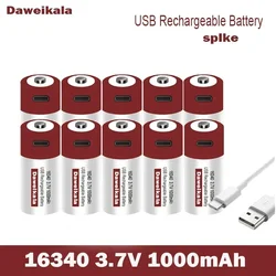 2024 New modelUSB fast charging battery SHSEJA CR123A 123A CR123 ICR 16340 3.7V lithium-ion battery at 1000mAh