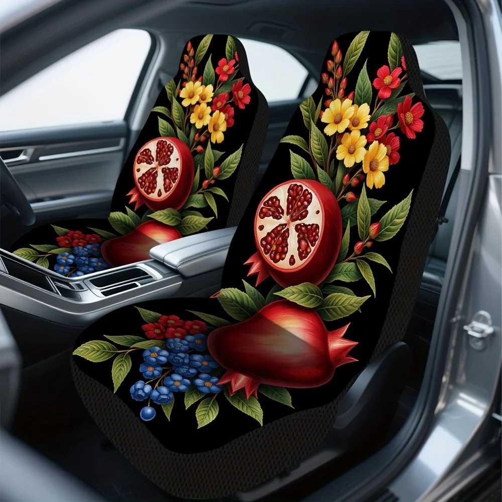 قطعتان، مناسبة عالمية للسيارة، سيارات الدفع الرباعي، سيدان، شاحنة الأزهار الرمان النباتية غرامة الفن طباعة مقاعد السيارة يغطي للنساء والرجال، Du