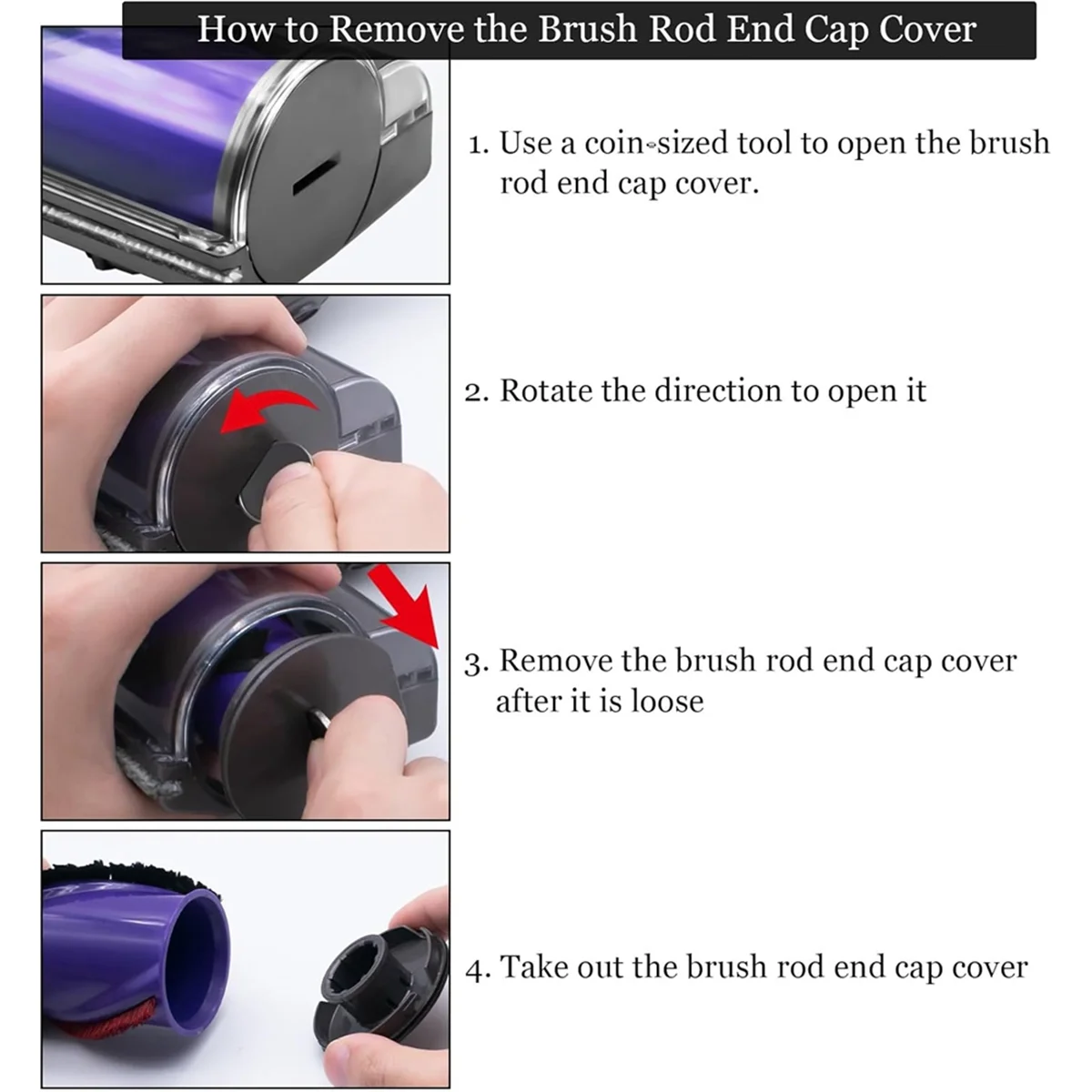 High-end 2pcs Brush Rod End Cap Cover for Dyson V6 / DC59 / DC62 / SV03 / SV073 Direct Drive Cordless Vacuum Cleaner Attachment