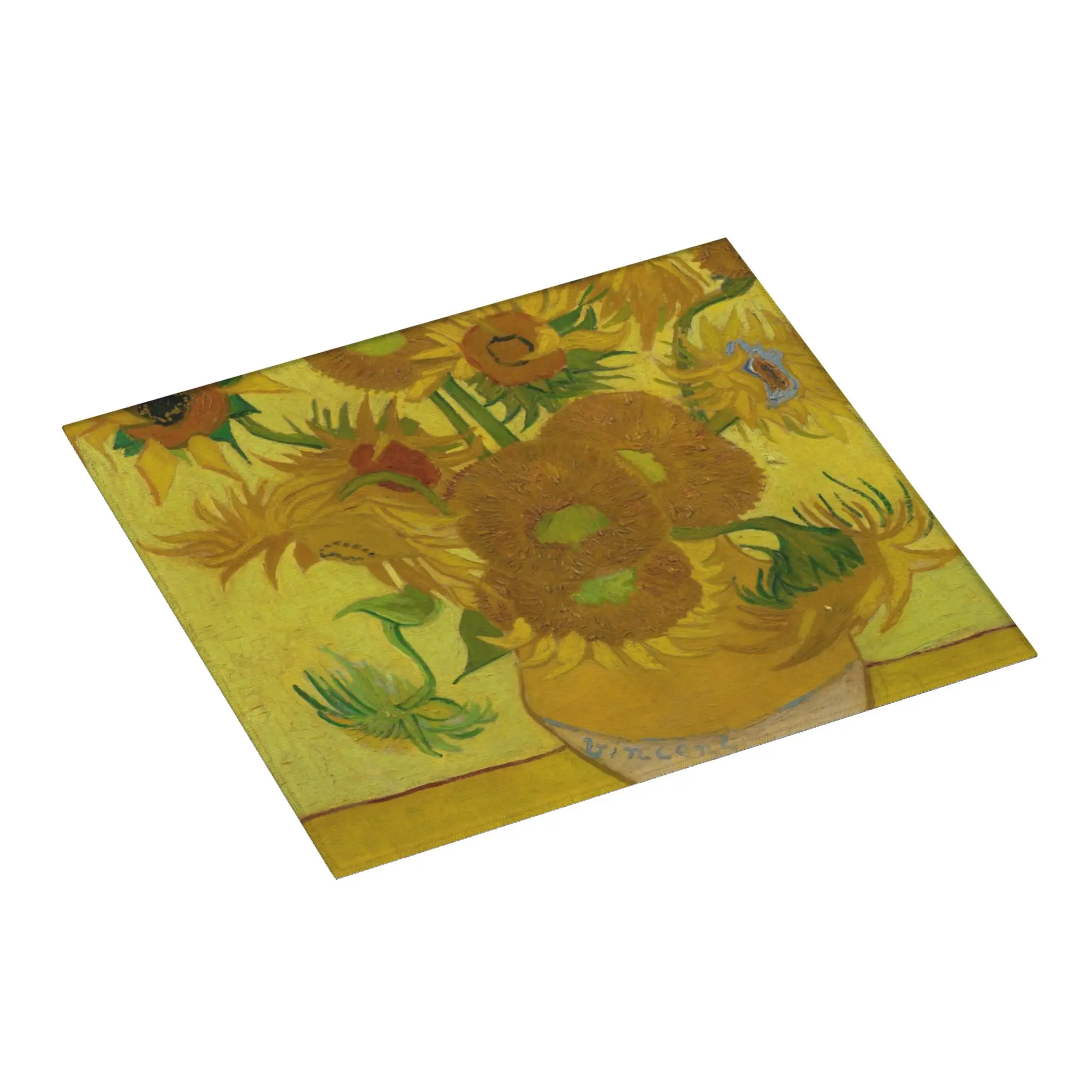 Vase with Twelve Sunflowers Non Slip Kitchen Counter Protector Mat Barware Tableware Vincent Van Gogh Drying Mat For Kitchen
