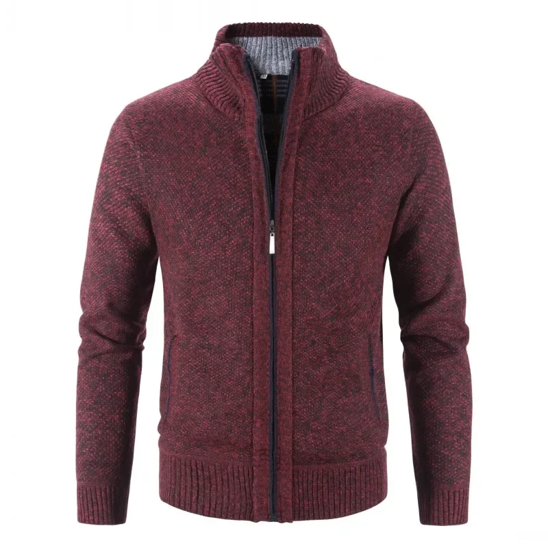 Maglione da uomo invernale caldo casual tinta unita cerniera maglieria cardigan da uomo in misto cotone cashmere giacca lavorata a maglia di alta qualità da uomo