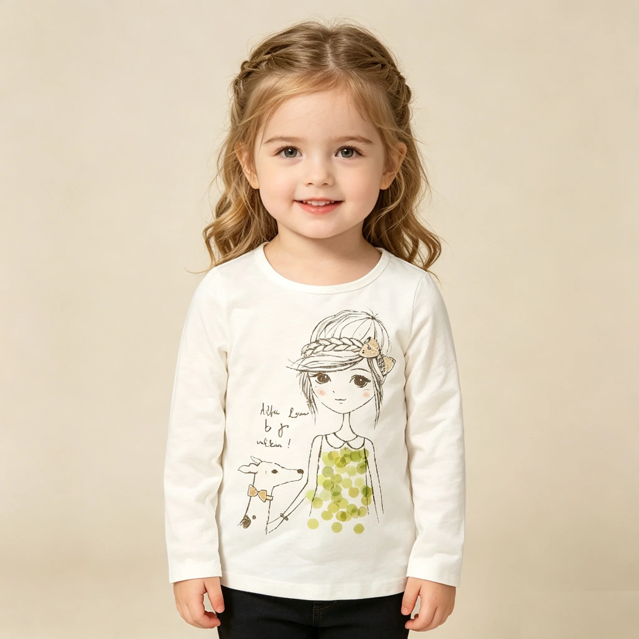 Cartoon Baby Girl's Tee Shirts Cotton Long Blouse Girls T-Shirt Fashion Toddler Clothes Sweatshirt Shirts 1-6Years Outfit Tops