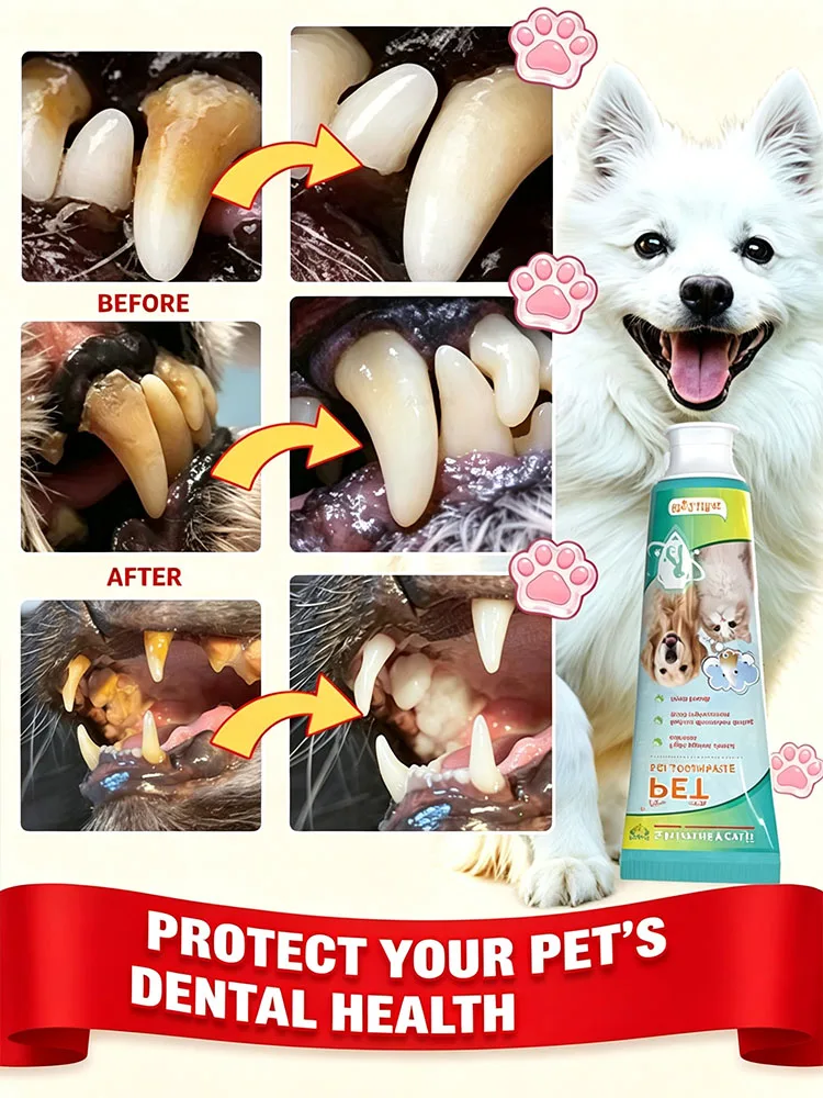 POZOAMIS Deodorizing Pet Toothpaste Gently Freshens Breath Removes Plaque Deeply Cleans Teeth Contains Natural Ingredients That Are Non-irritating Prevents Cavities And Protects Your Pets Dental Health