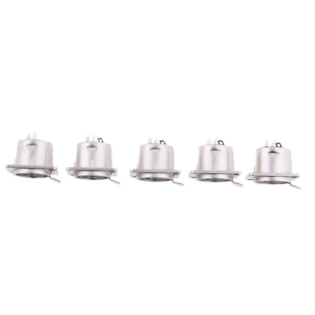 Pack of 5pcs XLR 3 Pin Female Micro Mounting Plate Connector Adapter