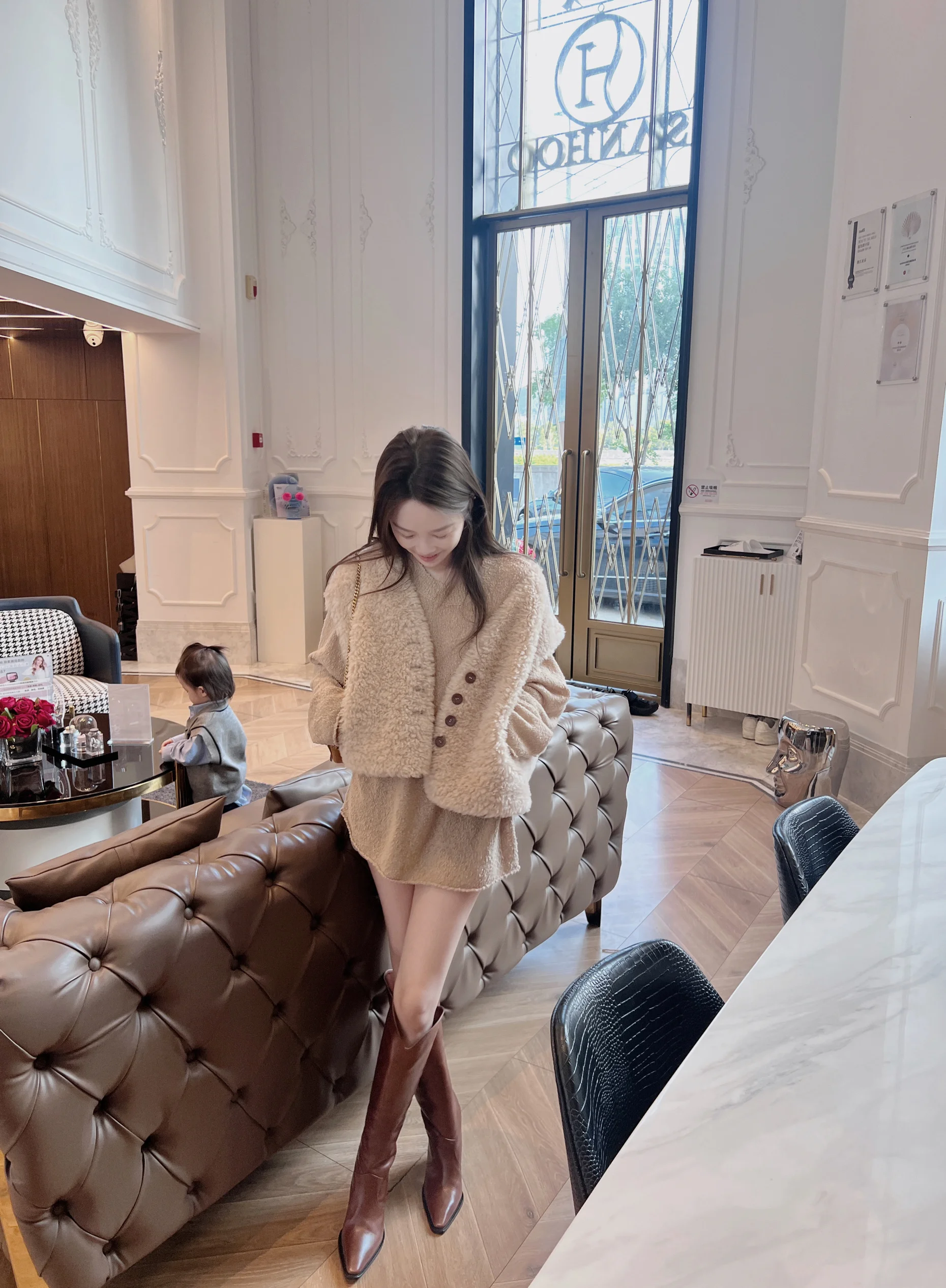 

00% Wool Real Fur Tee-Color Drop oulder Small Vest Long Sve Regular Sve pe Winter Faion Ladies' Leatherwear