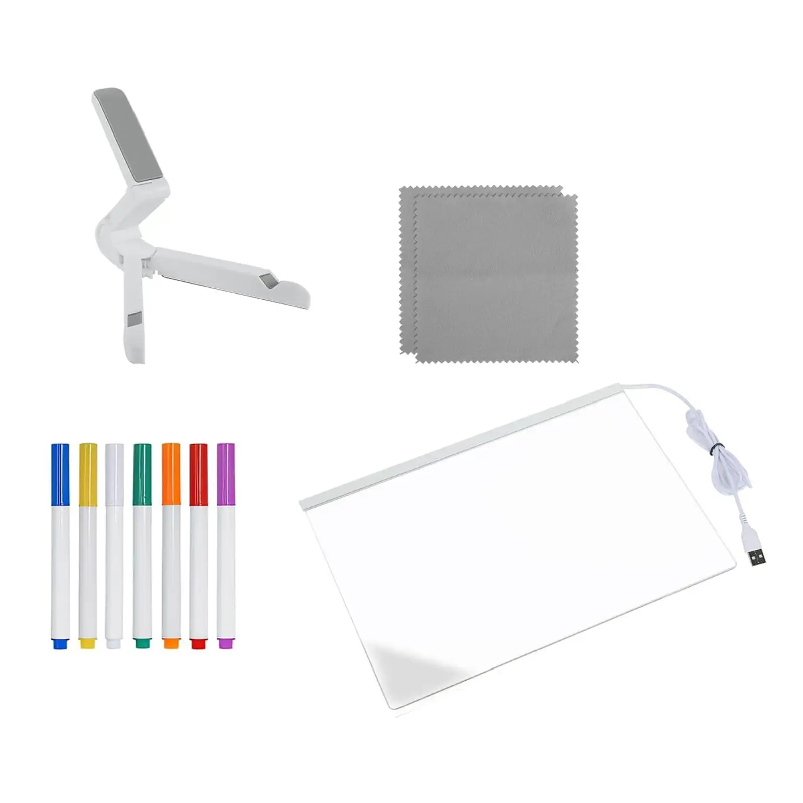 Placa de notas com placa de mensagens LED colorida com placa acrílica de apagamento a seco de 5 canetas