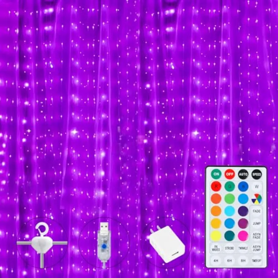 curtain lights glowing in room ambiance