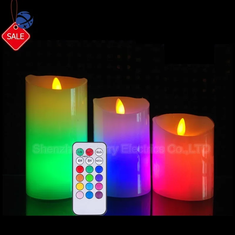 

yyhchot selling multicolor remote control smart moving flame led candles