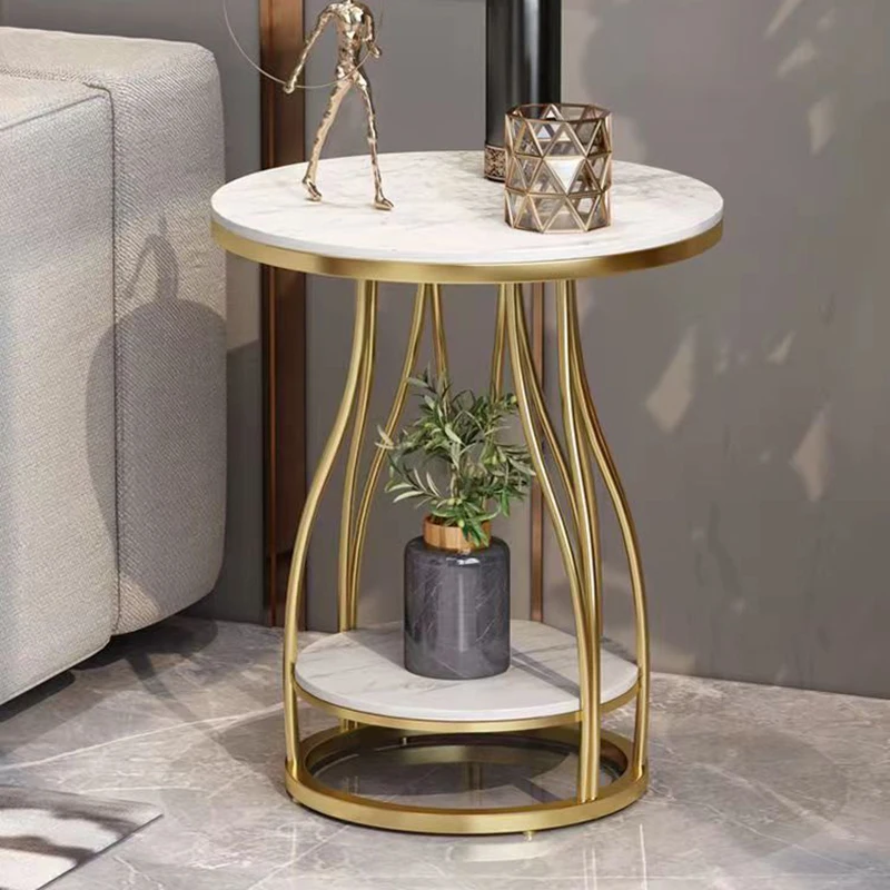 Luxury Funky Metal Coffee Tables Gold Design Marble White Coffee Tables Floor Round Mobile Muebles Para El Hogar Home Furnitures