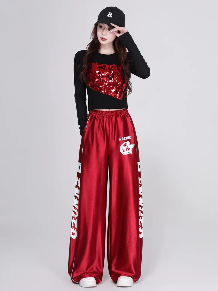 Women's Dance Performance Costume Jazz Street Dance Outfit Sporty Song Promotion Set Sparkling Fabric Age 18-25 Chinese Origin