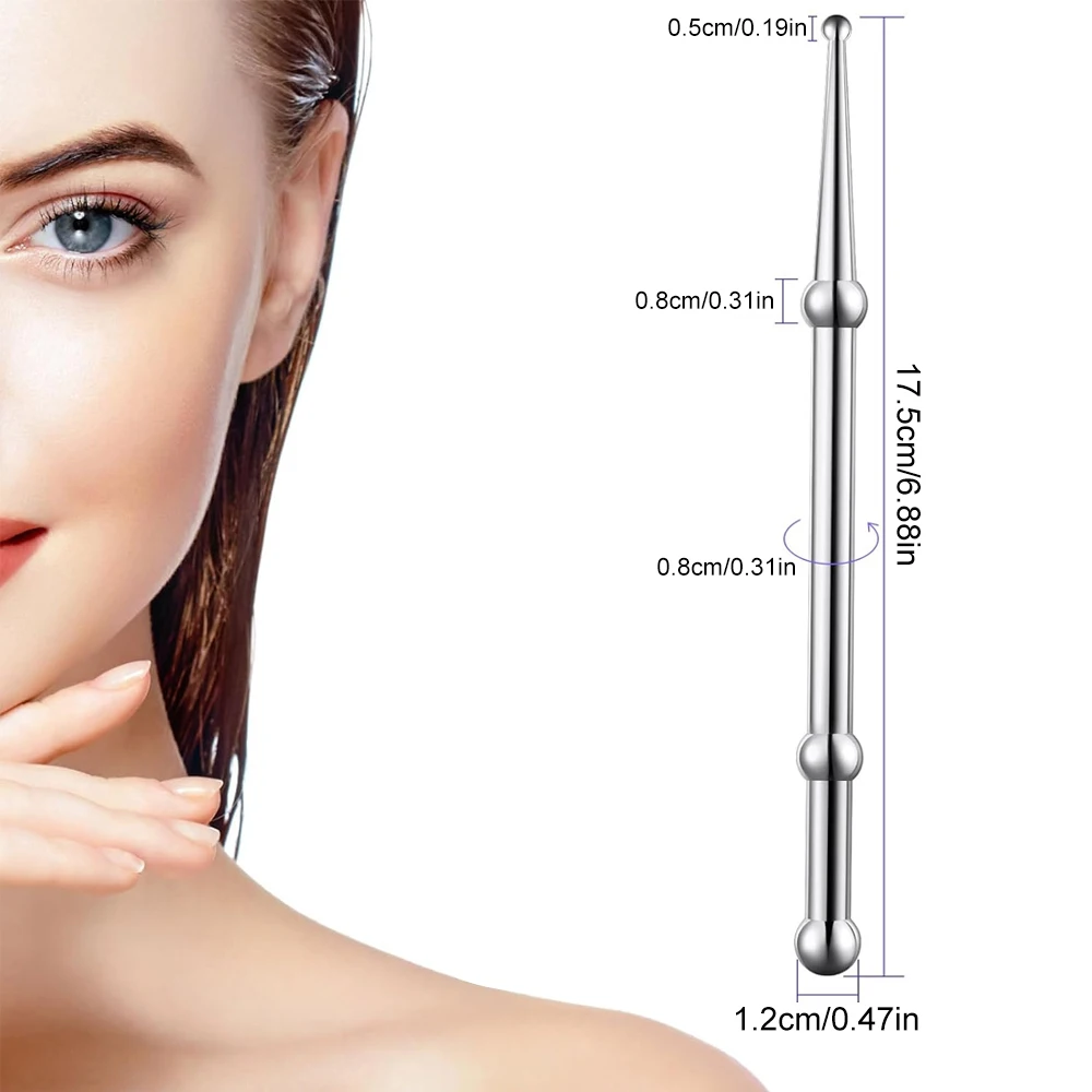 1PCS Facial Reflexology Massage Tool Stainless Steel Manual Acupuncture Pen Acupuncture and Body Point Probe Pen