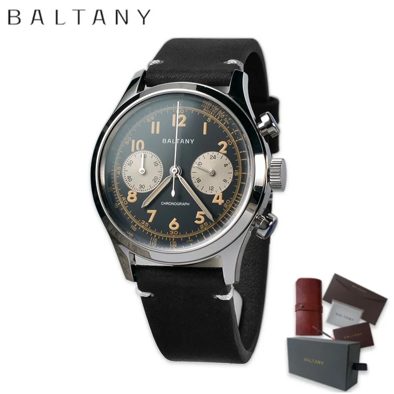 Baltany Retro Luxury Fashion Chronograph S5034 Quartz Multifunction Waterproof 5Bar Tachymeter Chrono Sapphire Glass Watches