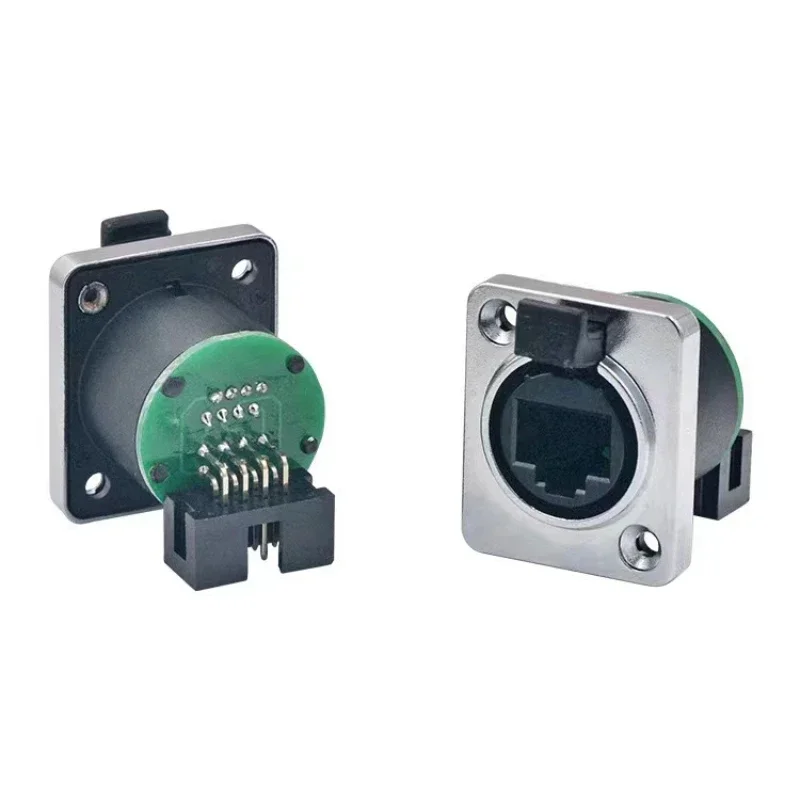 2PCS D-type Panel Waterproof RJ45 Shielded Connector RJ45 To Right Angle DIN Industrial Ethernet Socket