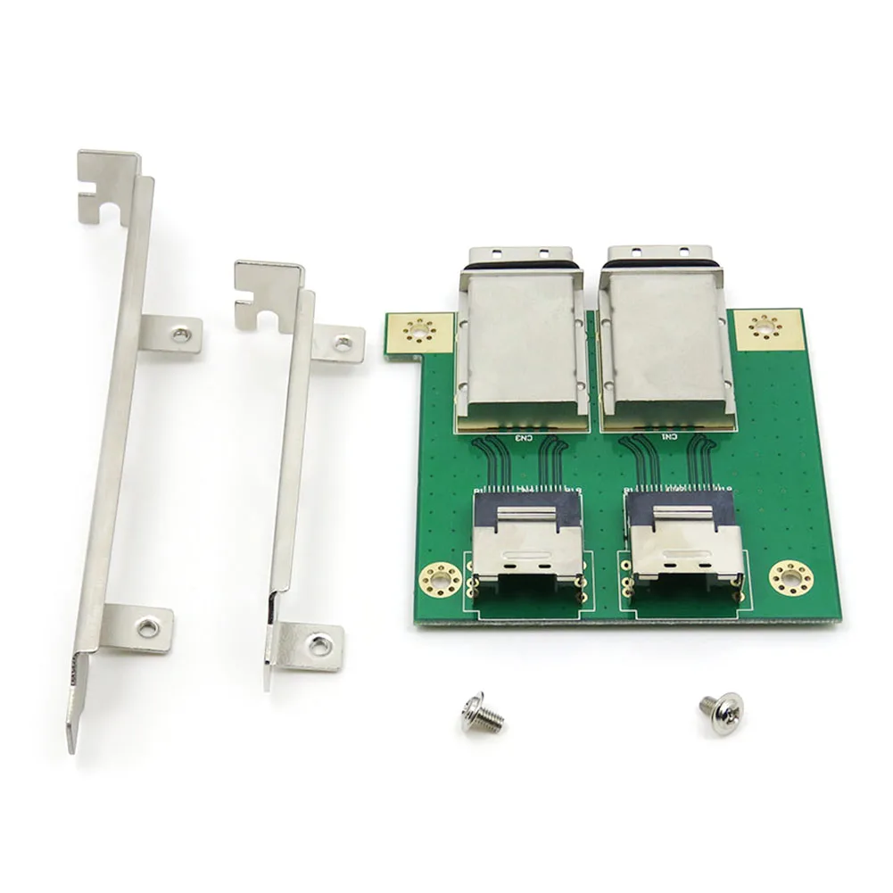 المزدوج منافذ صغيرة SAS الداخلية SFF-8087 إلى الخارجية HD SFF-8088 اللوحة الأمامية PCI SAS بطاقة PCBA شاحن أنثي بطاقة محول خارجي