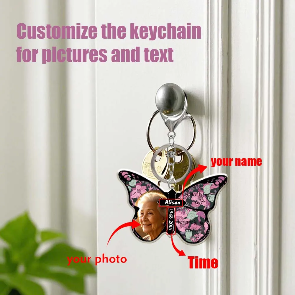 1 Stück Personalisierter Schmetterling-Kreuz-Schlüsselanhänger, Gedenk-Sammlerstück Schlüsselanhänger, Acryl-Schlüsselanhänger