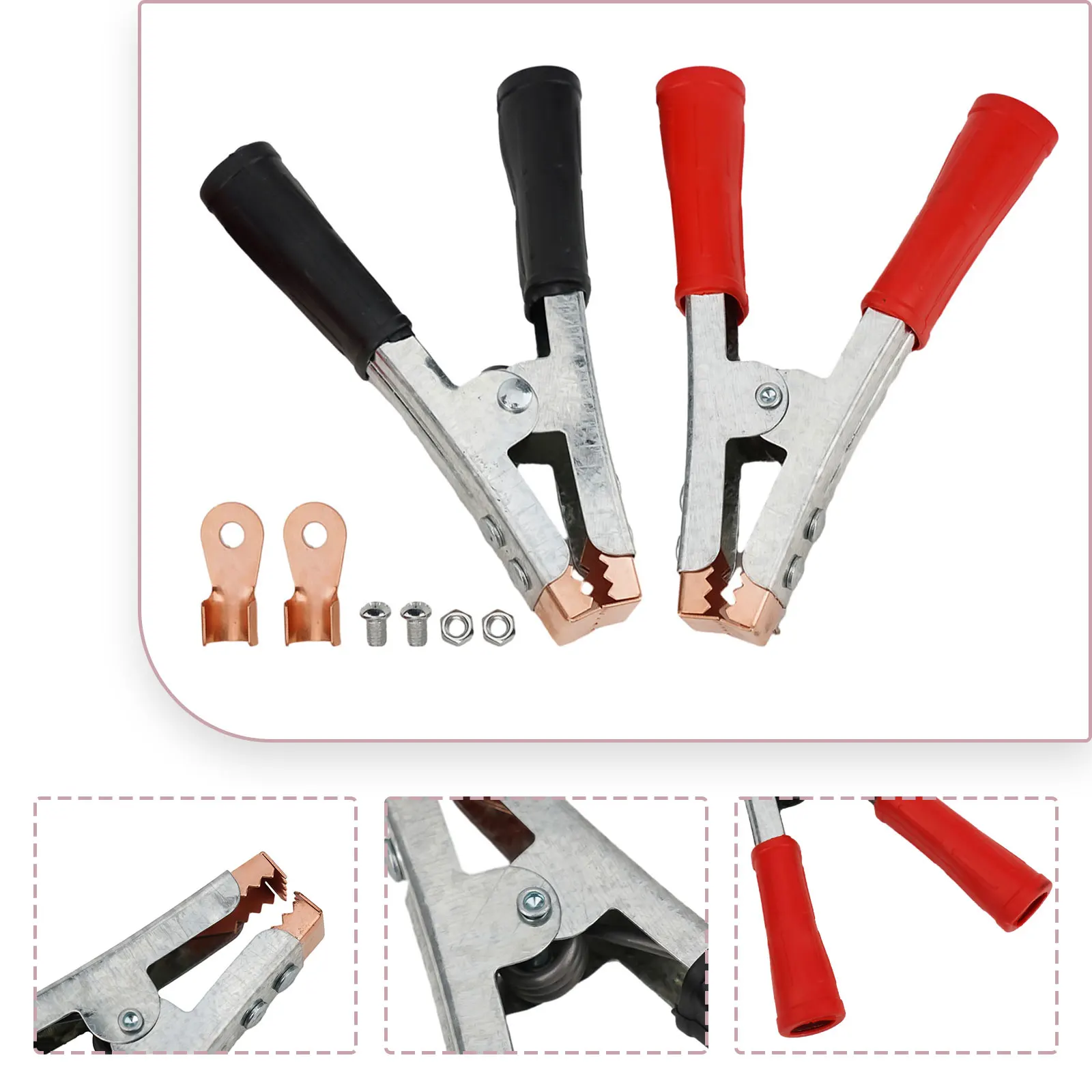Automotive Tools Battery Clamps 100 AMP 145*90mm 2PCS Copper Plating For Jumper Cables Heavy Duty High Quality