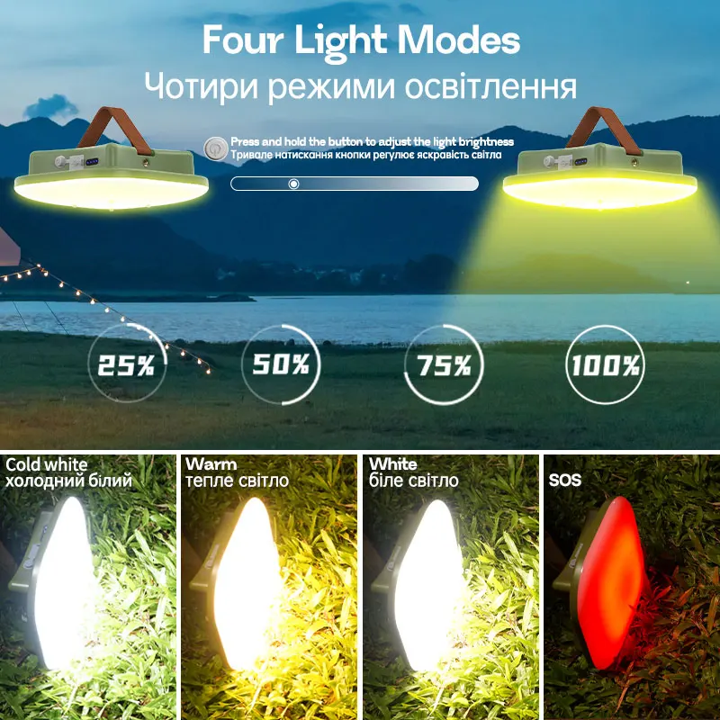 MOSLIGHTING 1600LM linterna de Camping 80W recargable 4 modos de luz LED iluminación portátil para acampar al aire libre con lámpara colgante magnética