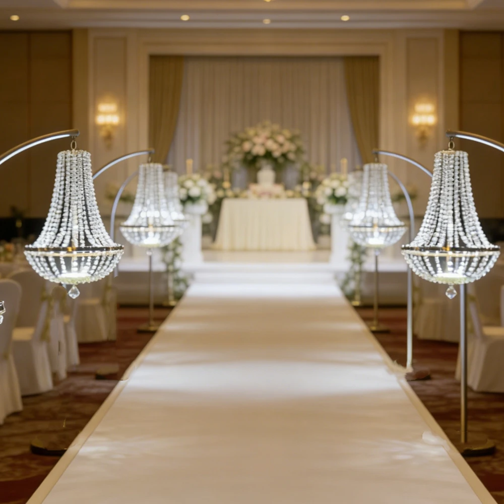 

10pcs 50inch (acrylic Beads Battery Wireless LED Chandelier Crystal Centerpieces for Wedding Table Light backdrop walkway Stand