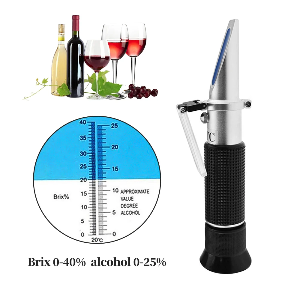 Narzędzia ręczne 0-40% Brix 0-25% precyzyjny refraktometr alkoholu Tester do brzeczki piwo wino winogron cukier ATC zestaw Sacc