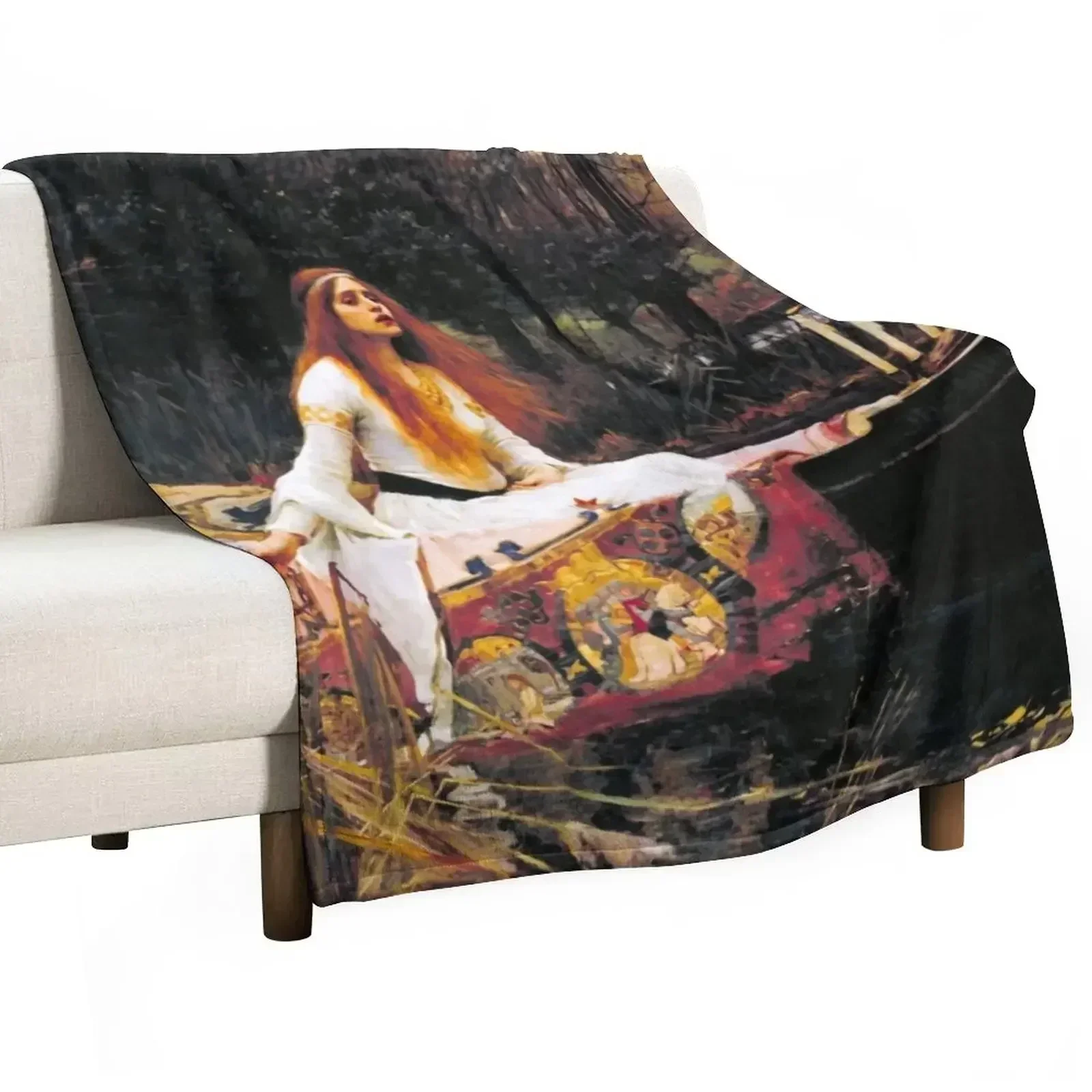 The Lady of Shalott by Waterhouse Throw Blanket Vintage manga warm winter Moving Blankets