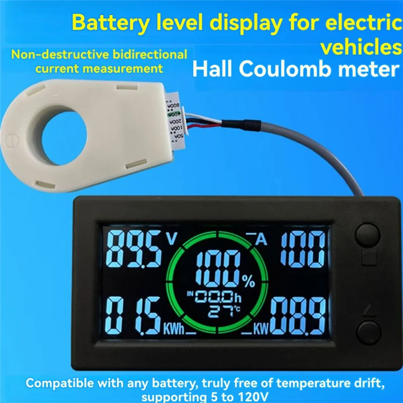 A79i tela colorida bluetooth hall coulomb medidor de energia da bateria de lítio display carro elétrico rv tensão corrente 400a