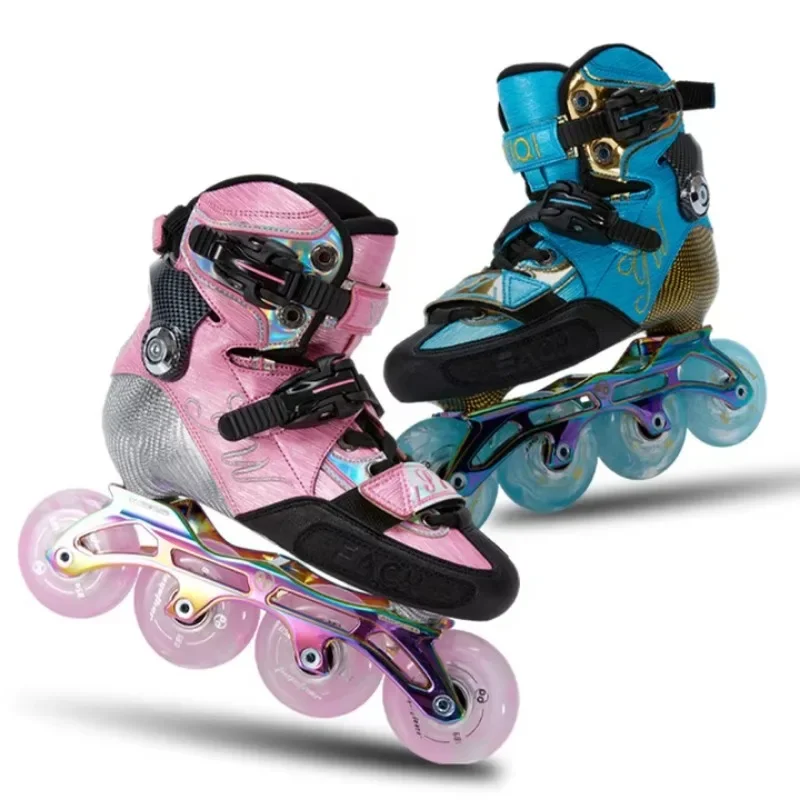 

Slalom Carbon Fiber Roller Skating Shoes Freestyle Inline Roller Skates Support Simple 4 Wheels Patines for Kids