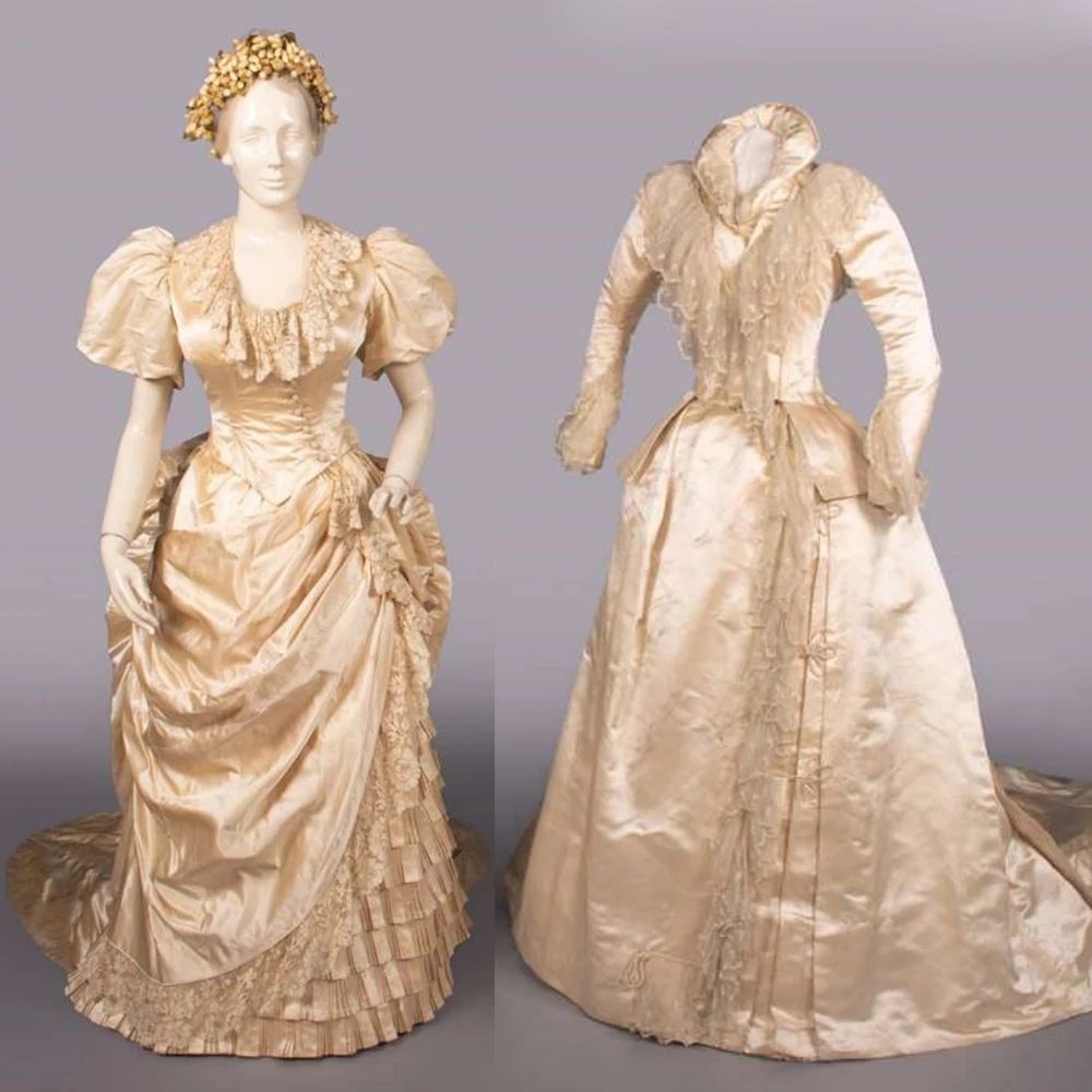 

1880s Wedding Costume Victorian Georgian Duchess Afternoon Visiting Rococo Bustle Dress Colonial Southern Belle Ball Gown