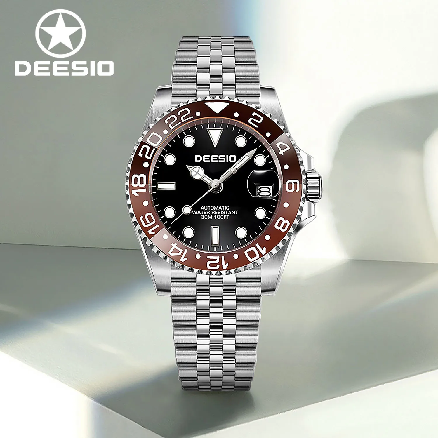 

Deesio Роскошные мужские автоматические часы 40 мм из нержавеющей стали с сапфировым стеклом, светящимся циферблатом, водонепроницаемые, 50 м, прочный подарок для мужчин