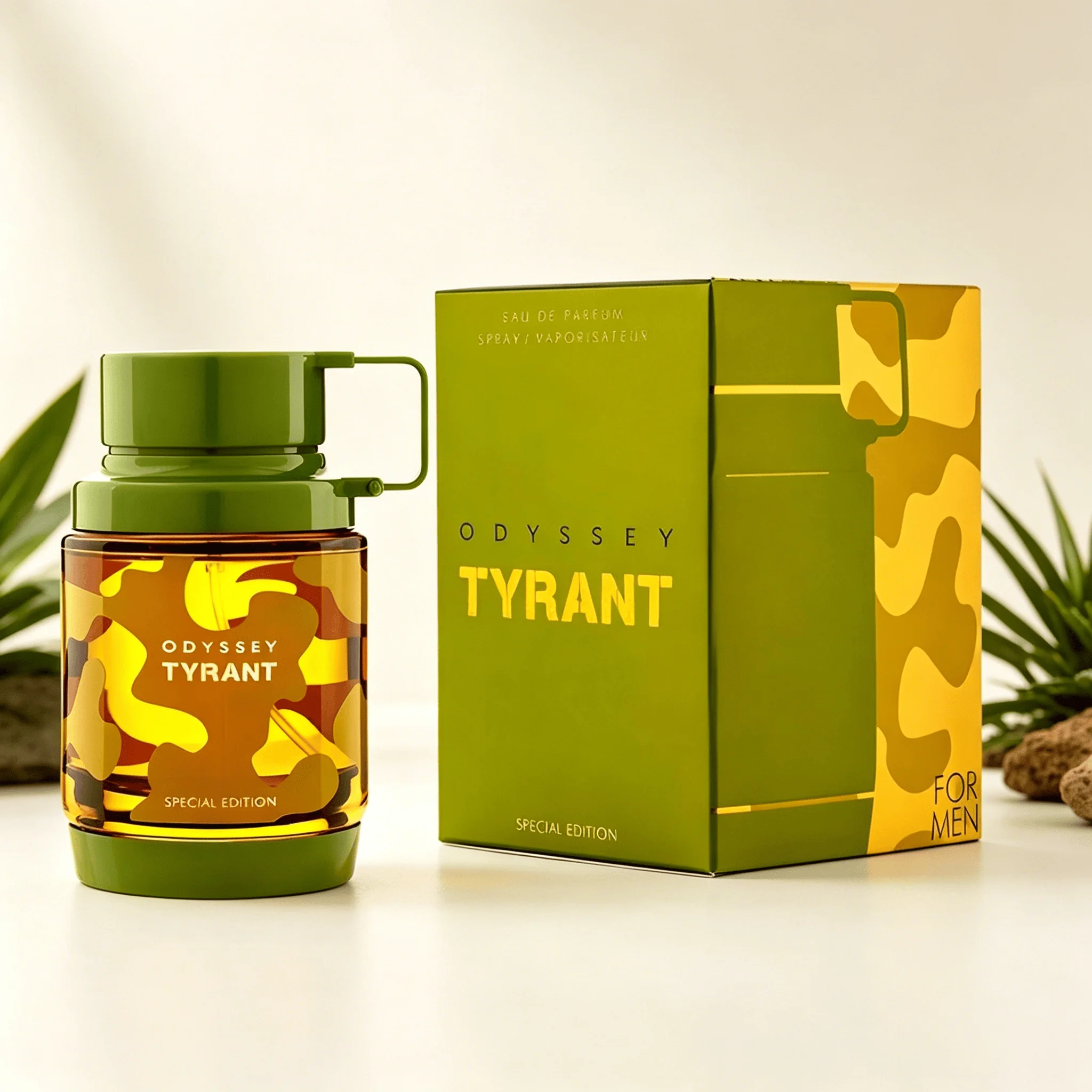 ARMAF Odyssey Tyrant Special Edition Men Eau de Parfum Perfume Fresh Citrus Spicy Woody Masculine Fragrance Long Lasting Yellow Camo Cylinder Bottle Outdoor Military Style Arabian Luxury Perfume Gift for Men Guys view 3