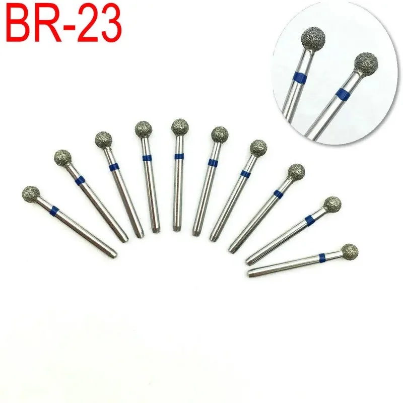 10pcs/set Dental Diamond Burs Drill Dental Burs Diamond Medium FG 1.6M for High Speed Handpiece BR-23