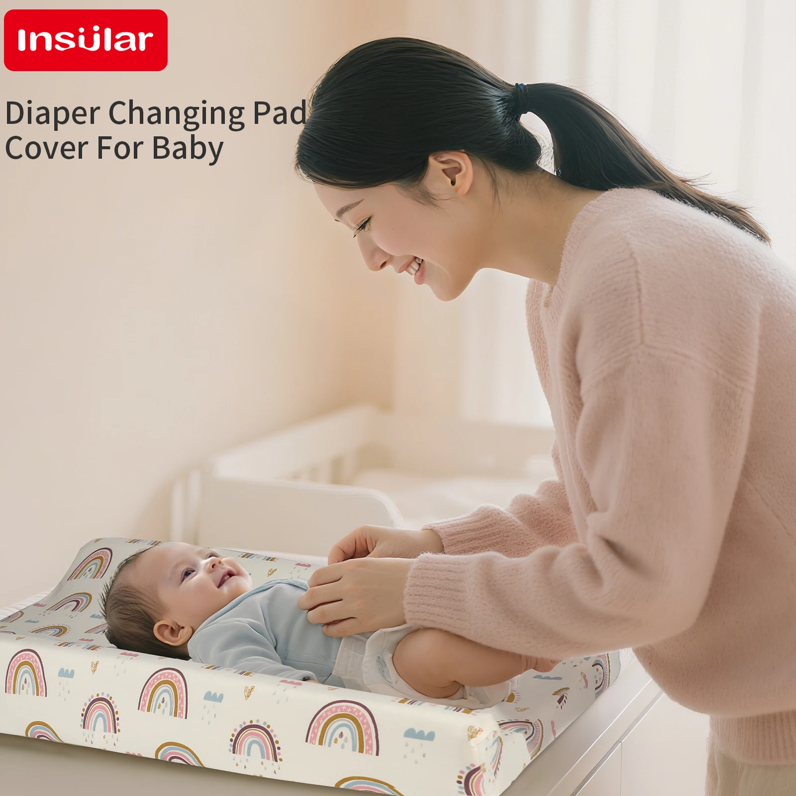 Pure Cotton Cushion Reusable Cartoon Changing Pad Cover Printing Design  Material Baby Breathable Diaper Pad Sheets Cover 1-3Y