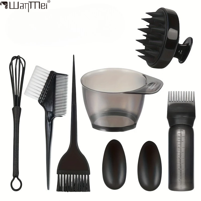 8pcs/set Professional Hair Dye Sets, Brushes And Mixing Bowls, DIY Salon And Home Hair Dye Bleaching, Hair Salon Specific Tools