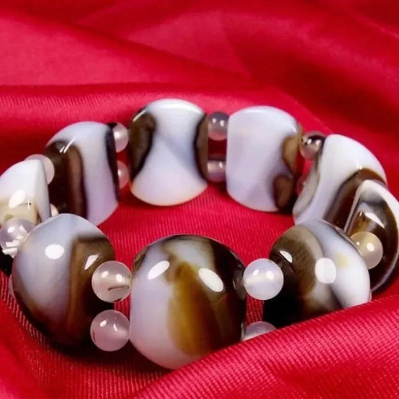

Agate Semi-round Bead Hand Bracelet Men's and Women's Agate Bracelet Popular Jewelry
