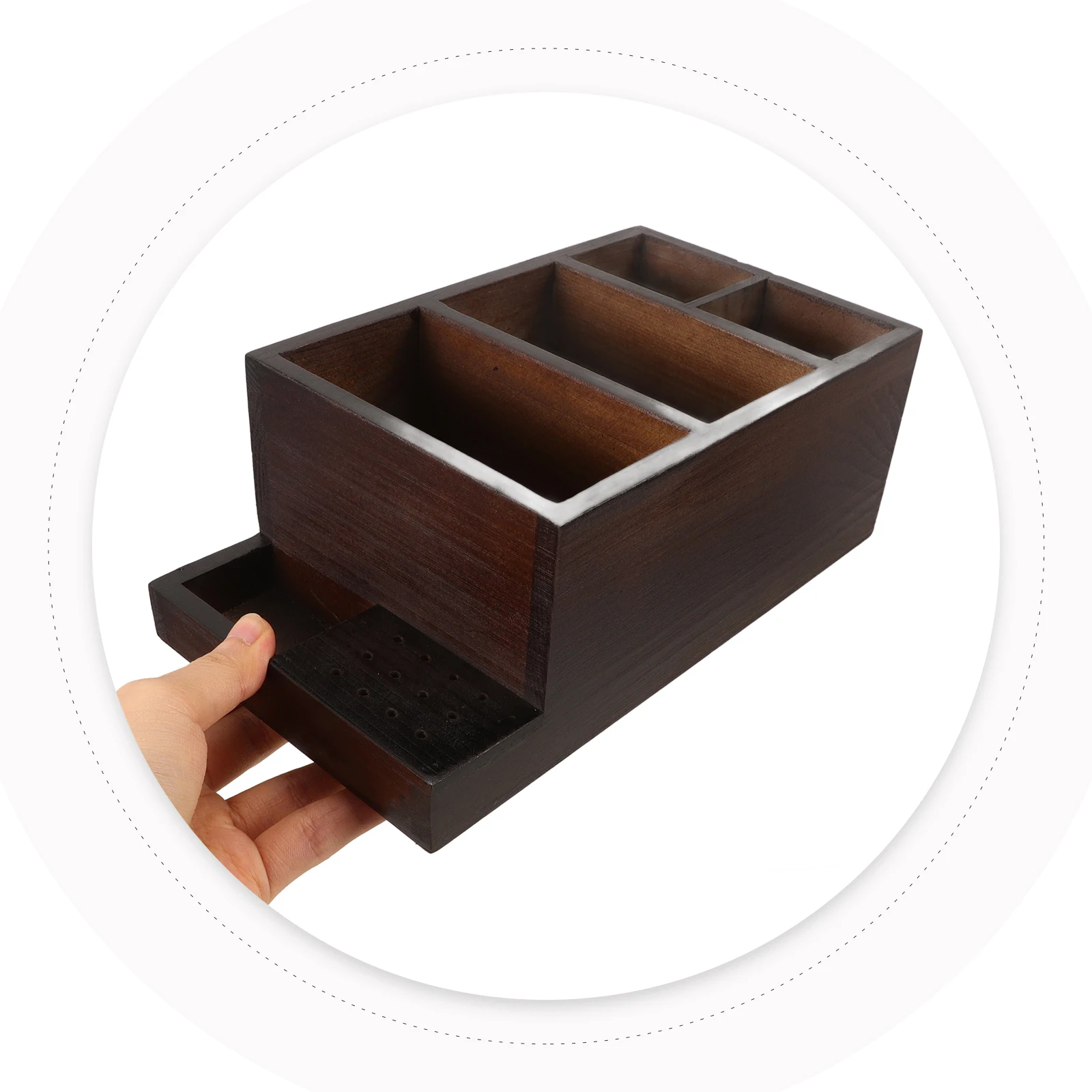 

Nail Drill Bits Holder Wooden Organizer Manicure Tools Box Professional Salon Home Use Transparent Practical Gift Choice