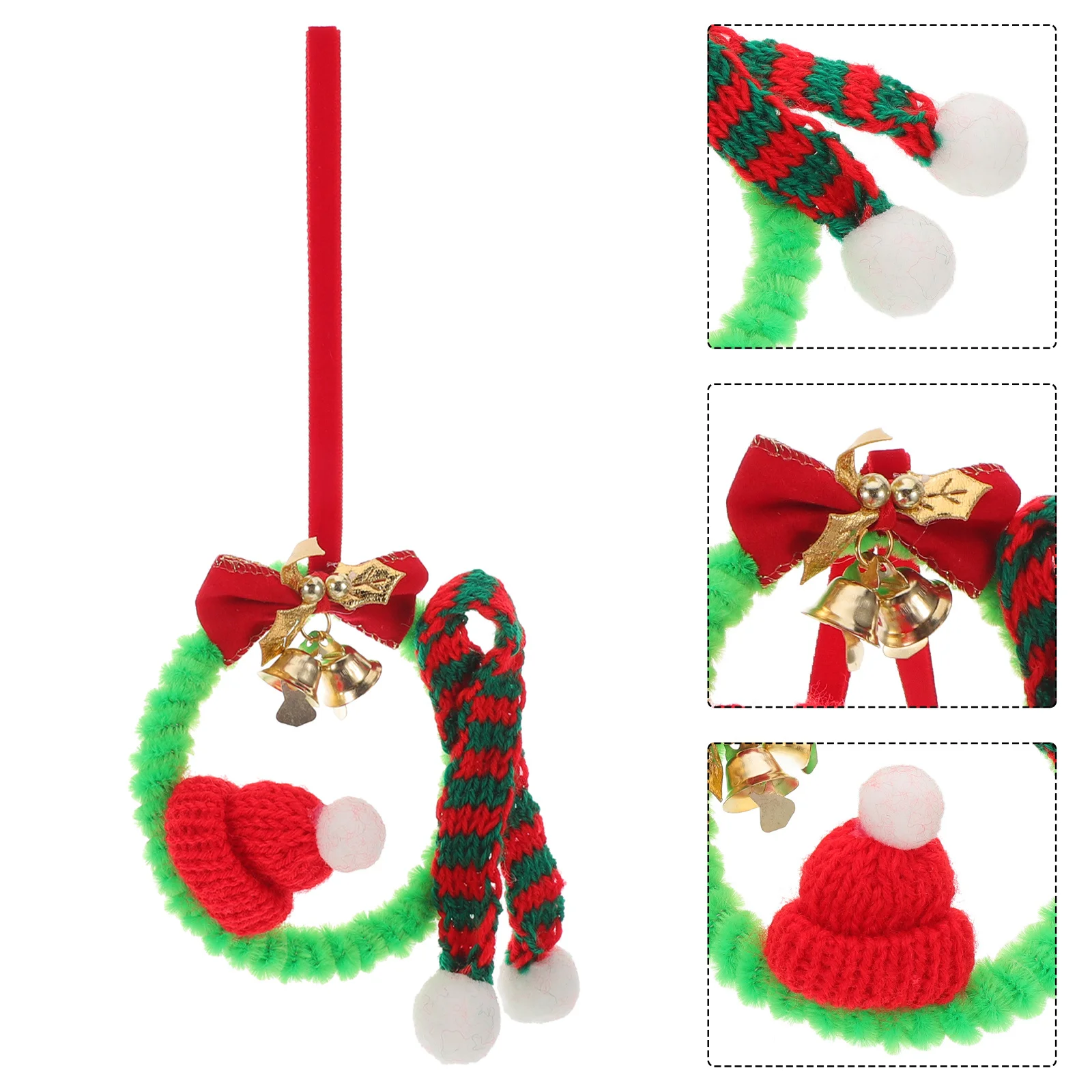 

4Pcs Mini Christmas Wreaths Small Kitchen Xmas Decor Cabinet Wreaths for Window Door Holiday Indoor Home Vibrant Colors