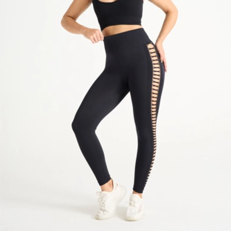 Calções de yoga confortáveis calças de cintura alta das mulheres tie dye oco para fora com malha lateral sexy sem costura leggings de fitness para treinos esportivos