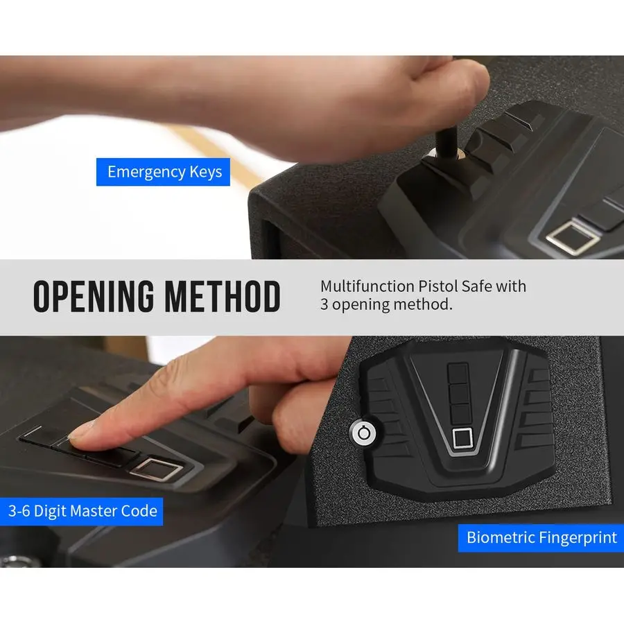 Сейф для обеспечения безопасности пистолета, устройство защиты от огнестрельного оружия QuickAccess с биометрическим усилителем по отпечатку пальца, цифровая клавиатура