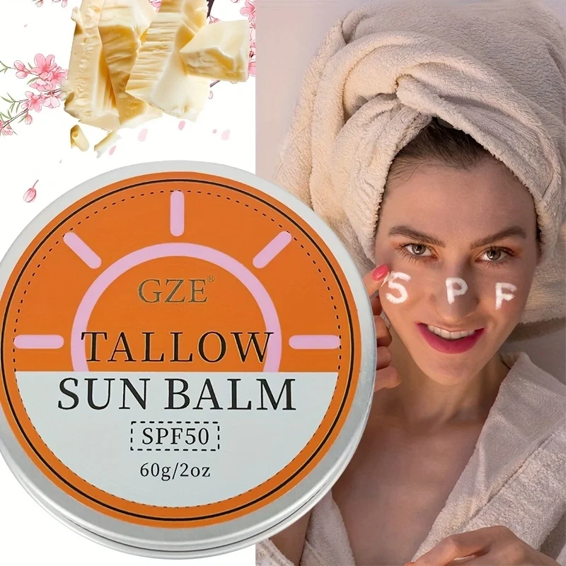 

GZE Grass-Fed Beef Tallow Sun Balm With Sunflower Seed Oil Deeply Moisturizing Suitable For All Light Beige Types Non Greasy