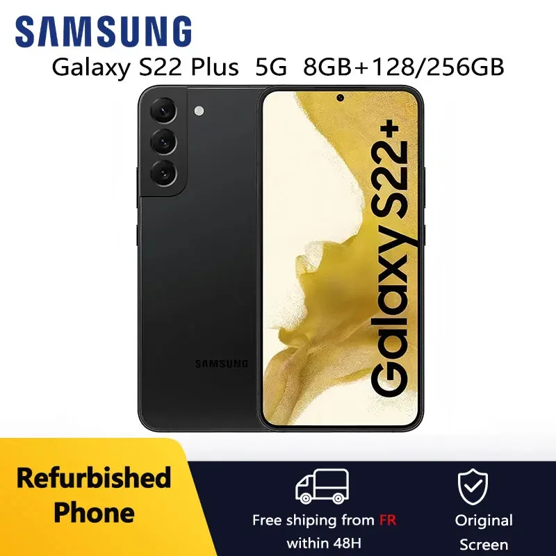 Refurbished Samsung Galaxy S22 Plus S22+ 5G 6.6 8GB+128/256GB Snapdragon NFC Octa Core Unlocked Cellphone Excellent Condition