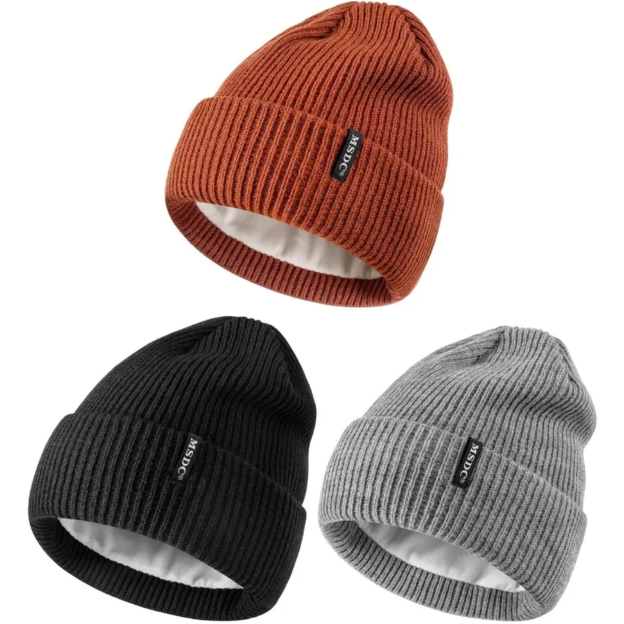 

MSDC Beanies Women 3 Pack Winter Hats for Women Men Fleece Lined Warm for Cold Weather Beanie for Women Fashion Skull Cap