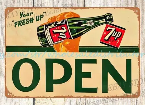 1950s soda pop OPEN metal tin sign wall art garage shop wall decor