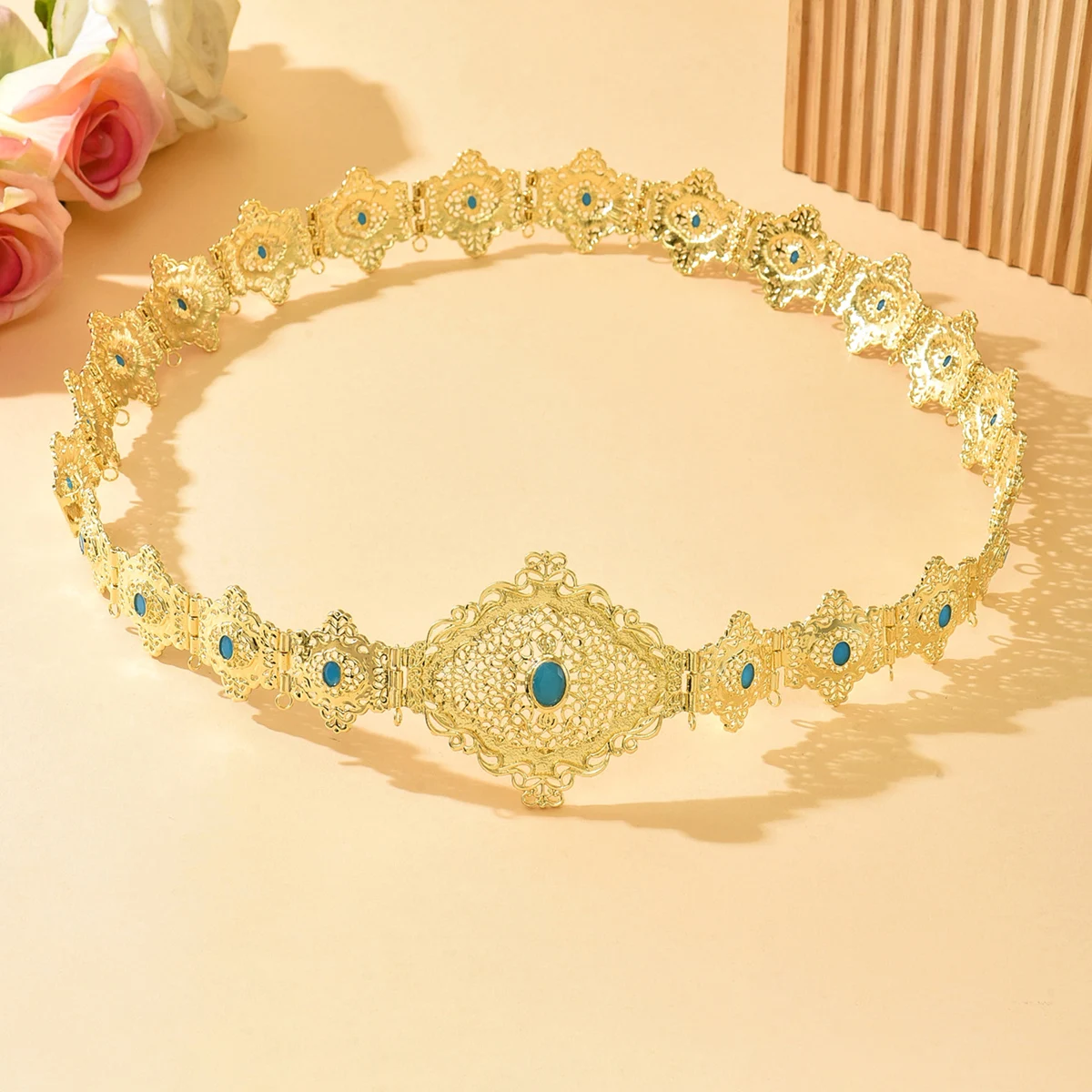 المرأة الجزائرية حزام معدني الذهب اللون عباية مجوهرات الزفاف سلسلة الخصر العربية التقليدية هدية