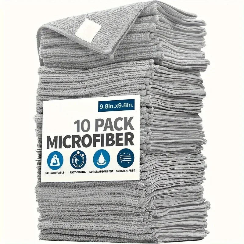 Paños de limpieza para cocina, juego de paño de limpieza gris claro de fibra ultrafina, absorbente, suave y quitamanchas, 5/10/20 piezas