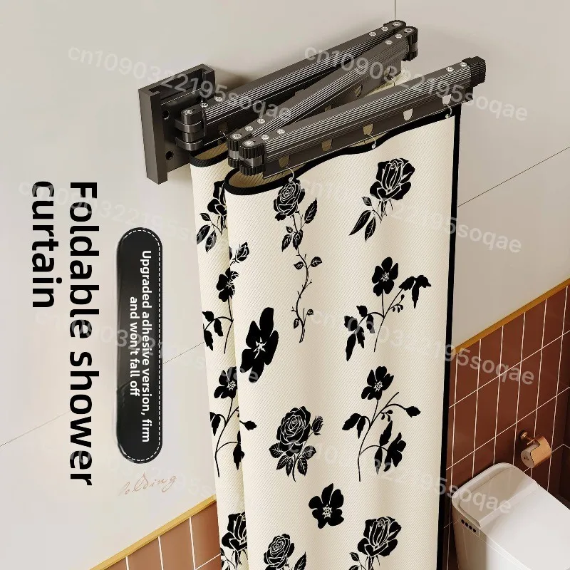 

Foldable Invisible Bathroom Shower Curtain, No Punching, Waterproof Partition, Thickened Warm Shower Water Curtain