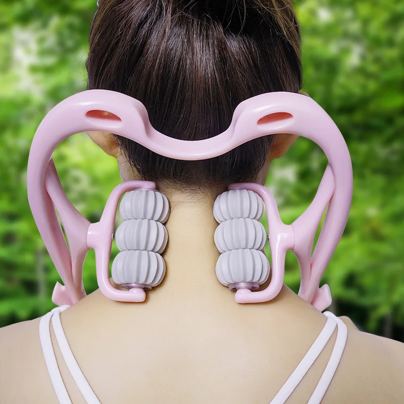 Four Wheel Cervical Massager Can Be Turned Manual Neck Clip Neck Shoulder Neck Waist Leg Kneading Divine Device Hand Take