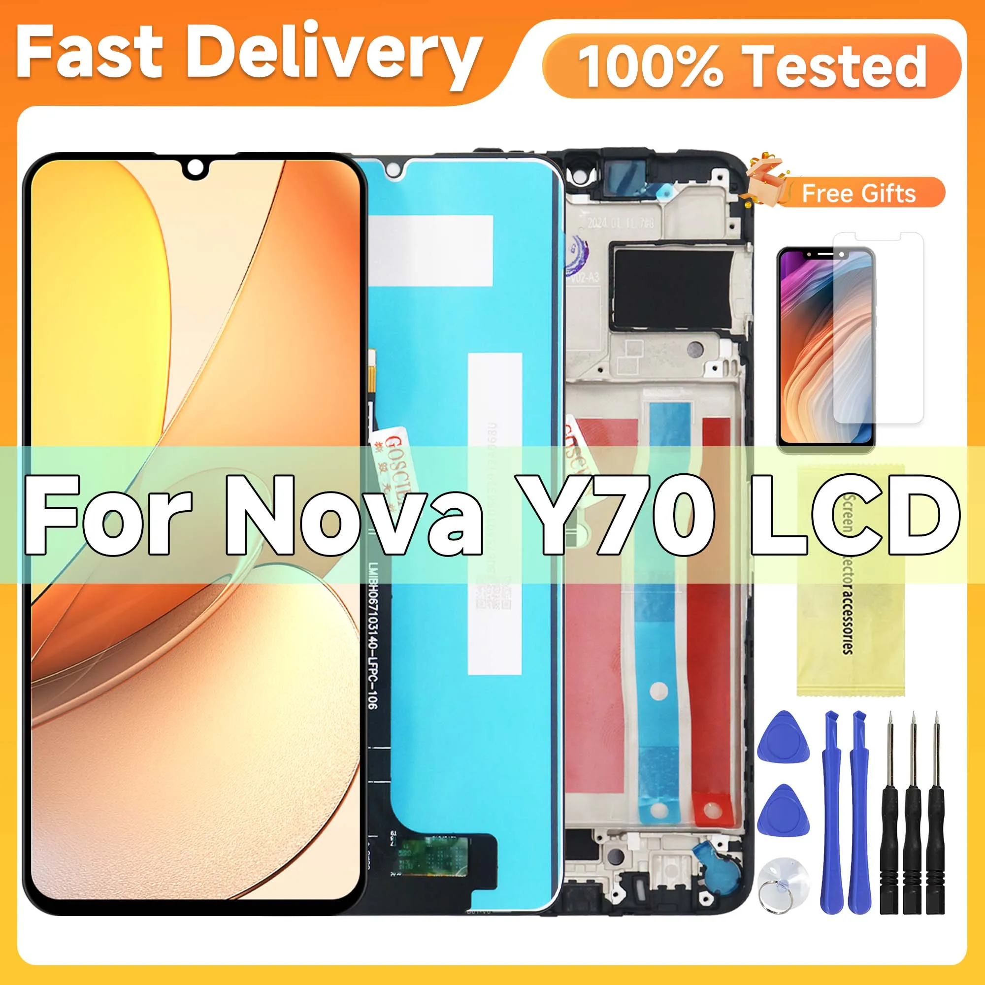 Pantalla LCD Original de 6,75 pulgadas para Huawei Nova Y70, montaje de digitalizador con pantalla táctil para Nova Y70 Plus, pantalla de MGA-LX9, reparación de reemplazo