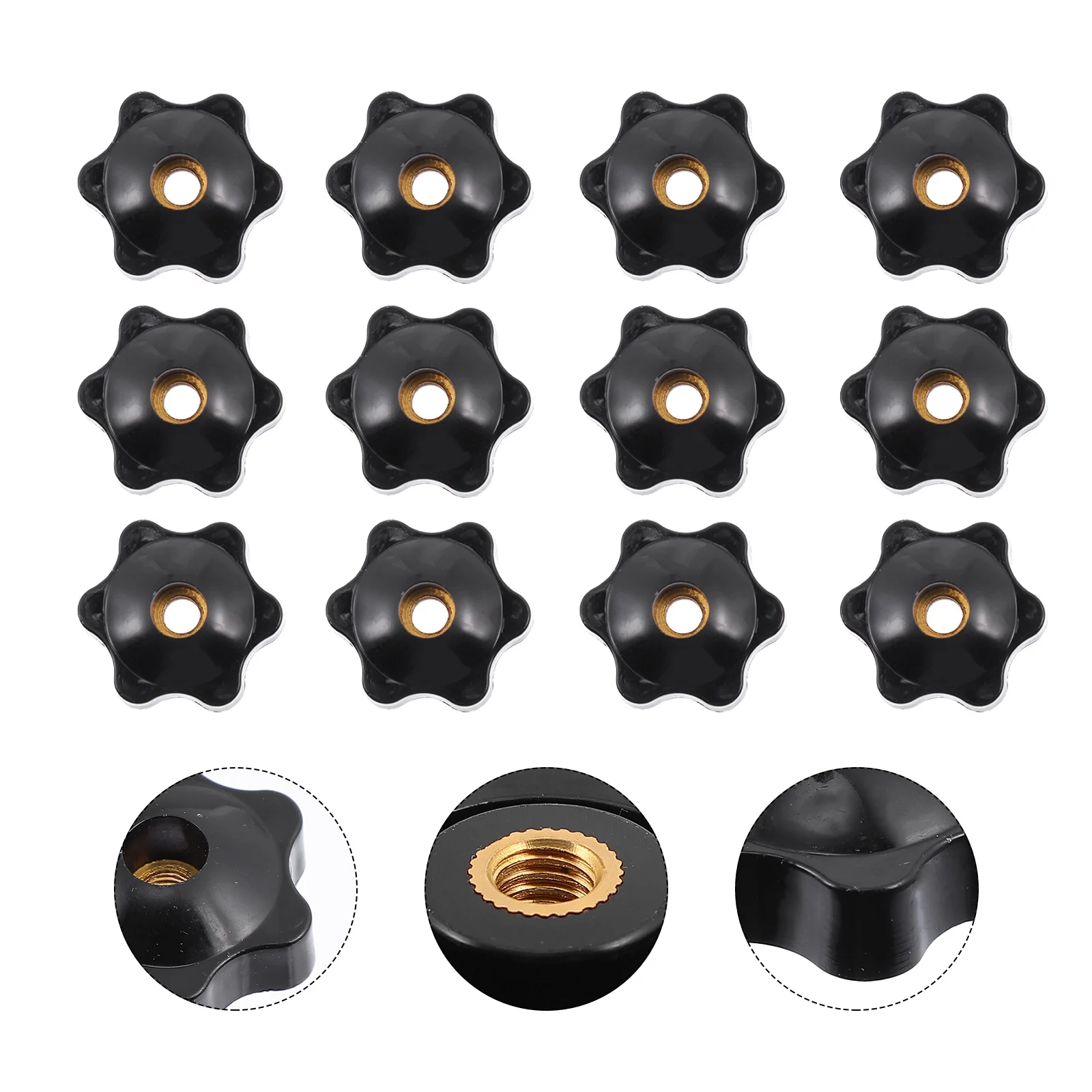 

20 pcs Black ABS Thread Clamping Knob Star Shape Non Ergonomic Machine Tool Hardware Mechanical Fastener Accessories